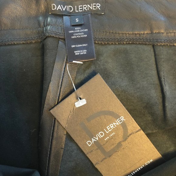 NWT David Lerner Black Leather Zip Shorts size S - Picture 8 of 8